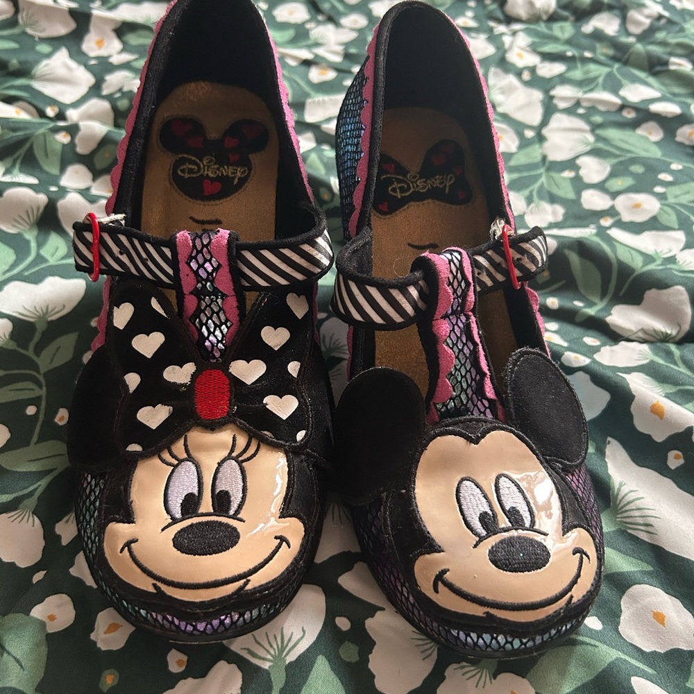 Irregular choice Minnie and Mickey shoes.